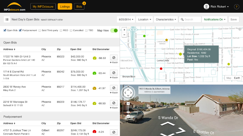 Infoclosure property listings web app