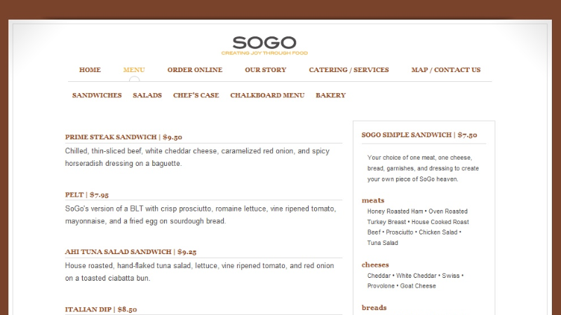 SOGO restaurant website